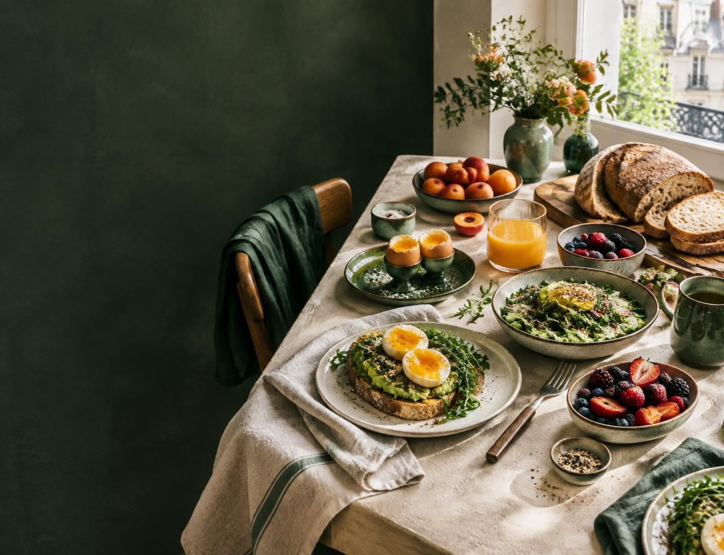 Une table généreuse composée d’aliments frais et colorés