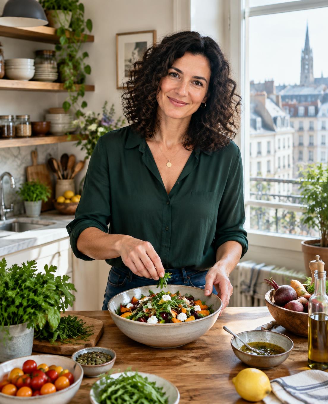 Selena, coach en nutrition, dans sa cuisine